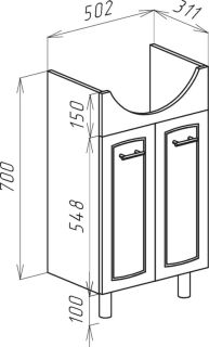 Тумба под раковину Bellezza Классик 55см белый 00000011073